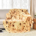 Bnuitland Burritos Tortilla Blanket, 300GSM Double Sided Giant Funny Gift Throw with Pouch, Realistic Novelty Super Soft Sofa Yellow Taco Food Blanket for Kids/Pets and Adults