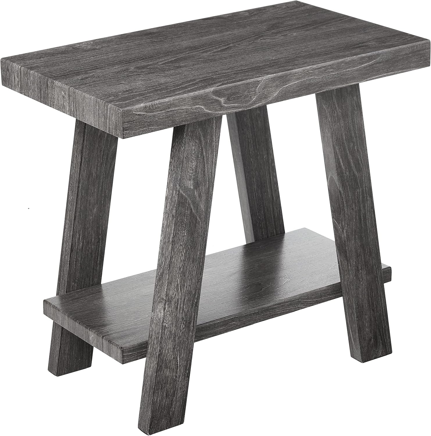 Roundhill Furniture Athens Contemporary Wood Shelf Side Table, Charcoal