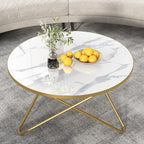 HLR Round Coffee Table with Green Faux Marble Top