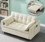 3 in 1 Convertible Sleeper Sofa Bed, Futon Couches for Living Room with Side Pocket | Adjustable Backrest | Velvet Fabric | Pull Out Couch | Small Loveseat | Sectional Sofa Bed(Grey)