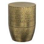 SIMPLIHOME Johnsen Metal Table - 15 inch Wide Solid Iron Drum Accent Table in Antique Copper with Tribal Pattern, Round Boho End Table for Living Room, Bedroom, or Home Office, Fully Assembled