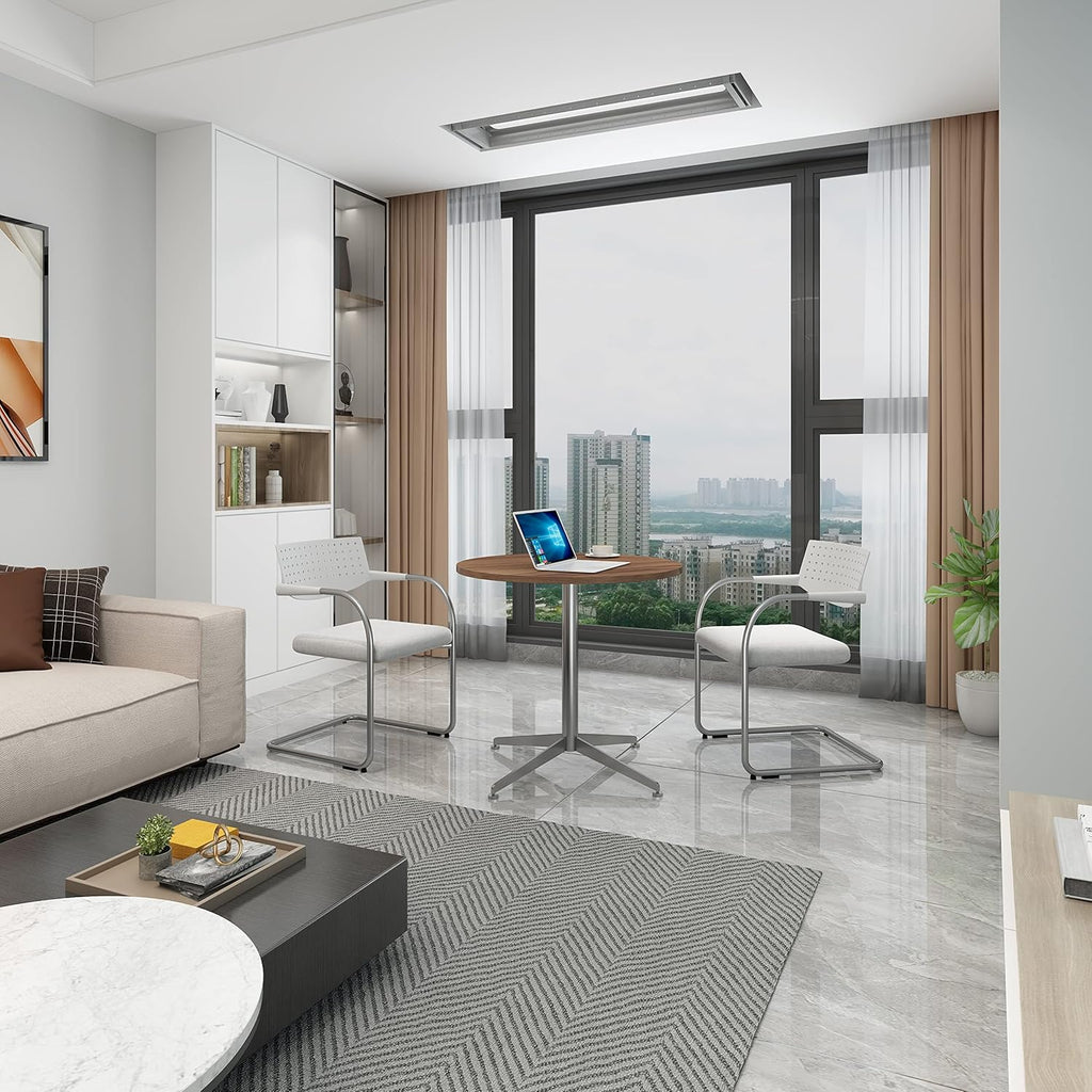 Round Office Table Conference Table Small Dining Table Coffee Meeting Table for Office Boardroom Kitchen Living Room Waterproof Desktop Easy Assembly 31.5 inch