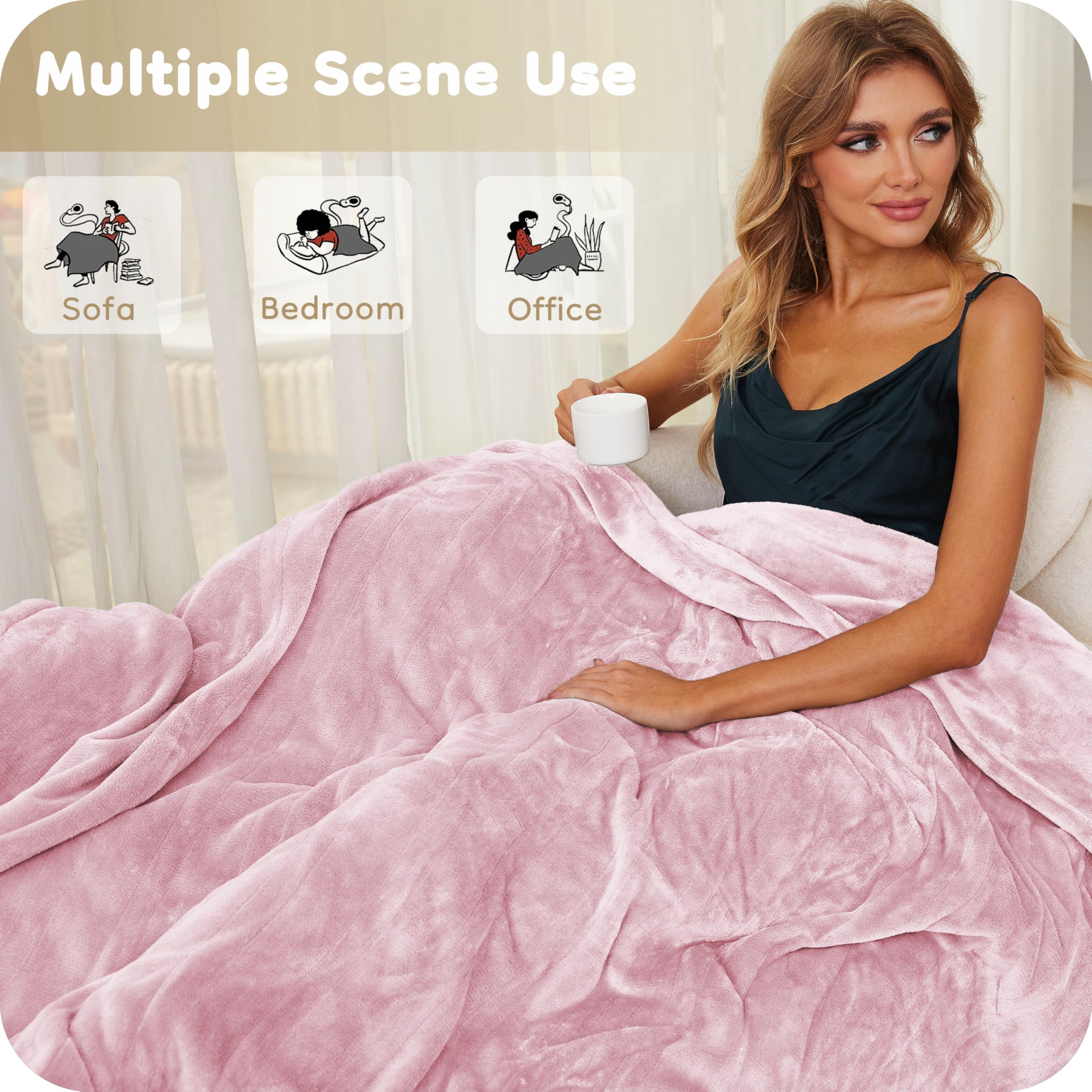 Elektrisch verwarmd deken 72" x 84" volledige maat flanellen stof met 4 verwarmingsniveaus & 10 uur automatische uitschakeling, ademend warm en wasbaar voor zacht en bed - lichtgrijs