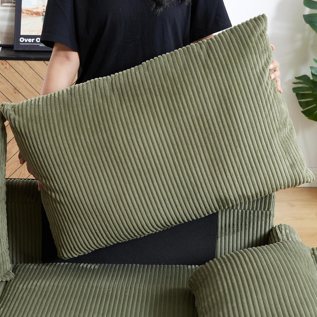 Eafurn 3 in 1 Convertible Pull Out Sleeper Sofa Couch Bed Queen Size, Corduroy Pullout Lounge Loveseat RV Sofa&Couches Sofabed with Soft Pillows Armrest,Side Pockers for Living Room Apartment