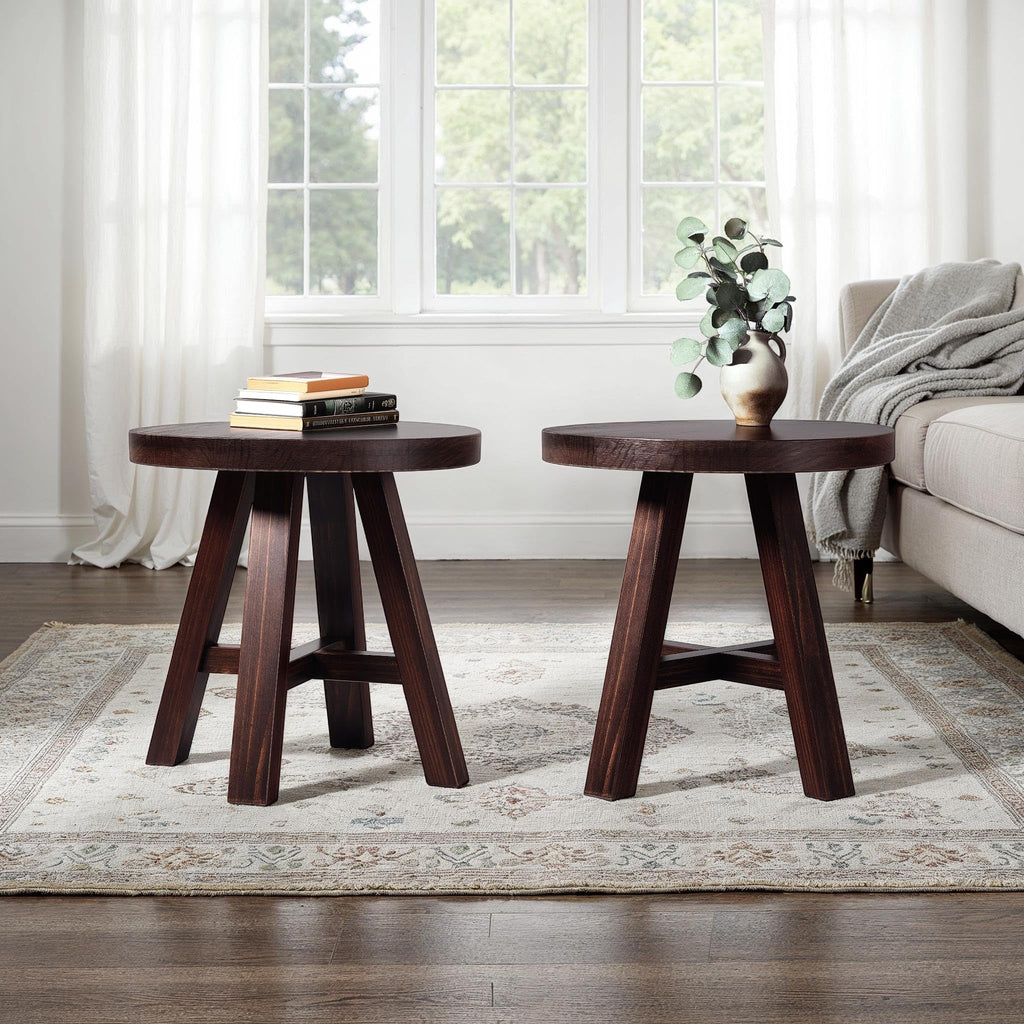 Walker Edison Colt Modern Farmhouse Solid Wood Square Side Table, 18 Inch, Espresso