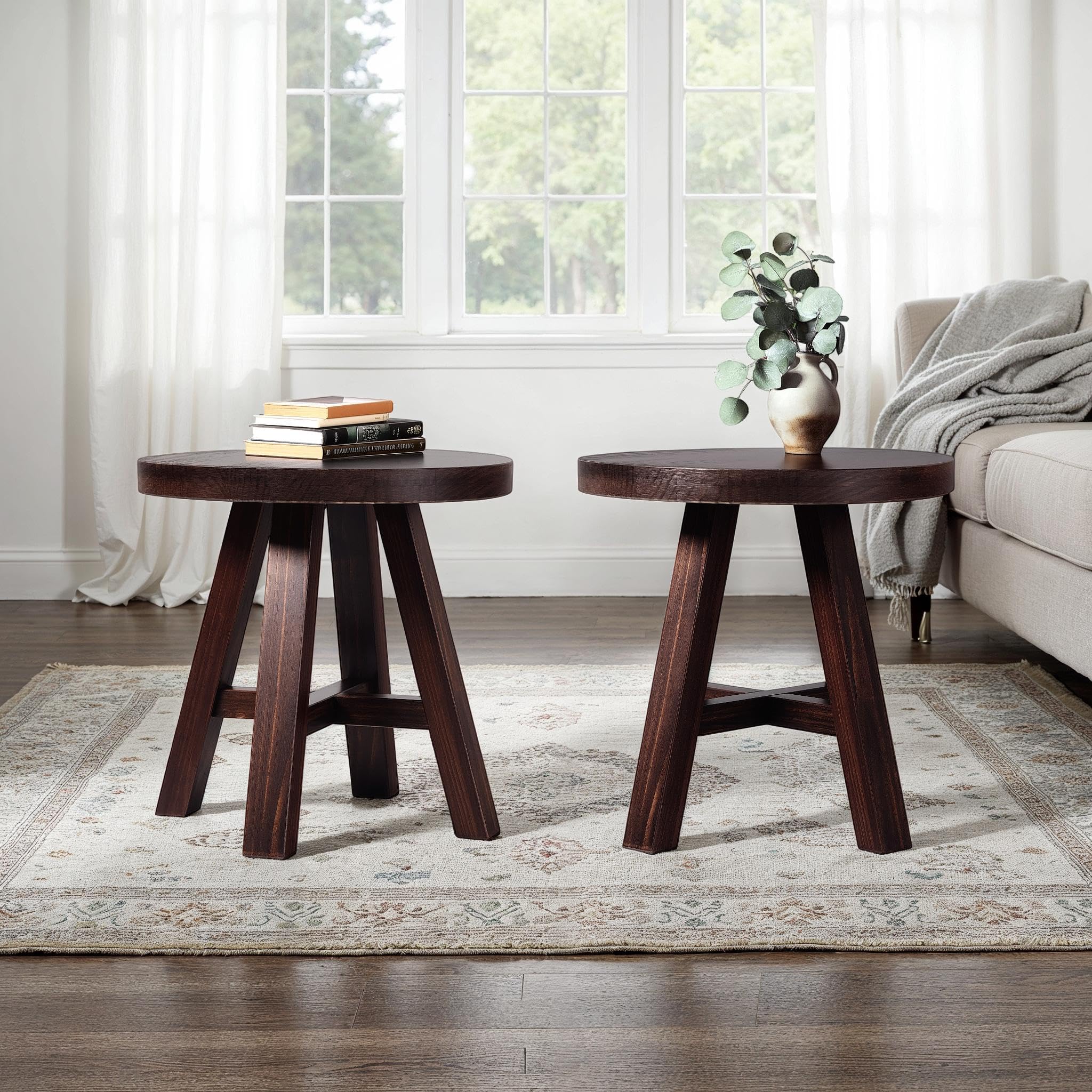 Walker Edison Colt Modern Farmhouse Solid Wood Square Side Table, 18 Inch, Espresso