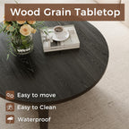 Luoxiao 27.5'' Coffee Table for Small Space, Minimalist Modern Table for Living Room, Durable & Sturdy Small Round End Table with Adjustable Feet Pads, Black