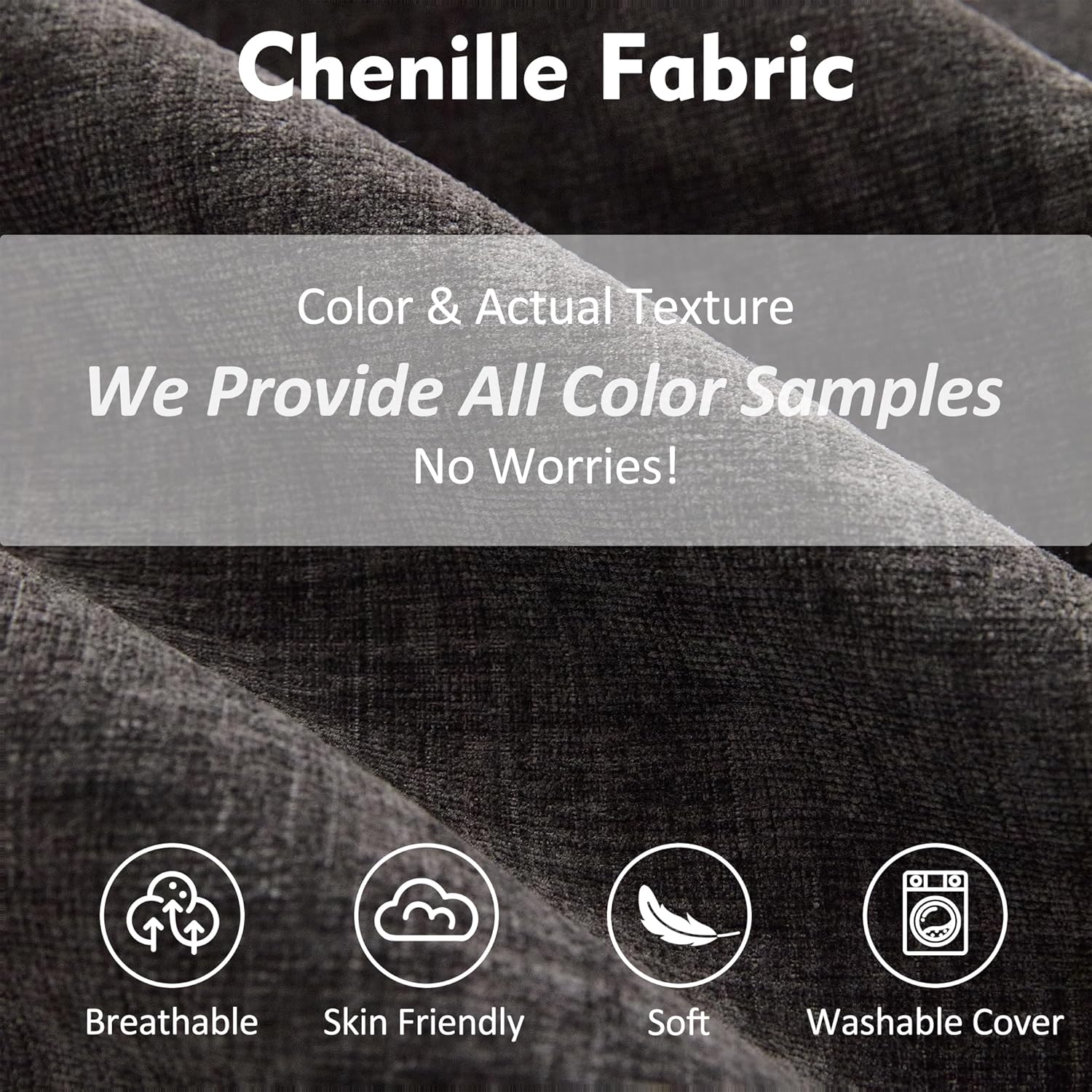 108" U Shaped Couch, Modular Sectional Sofa, 3-Seater Comfy Cloud Couch with Movable Ottoman, Deep Seat Couches for Living Room, Chenille, Black