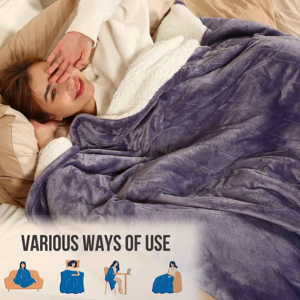 Coperta Elettrica Riscaldata Plaid con 5 Livelli di Riscaldamento e Spegnimento Automatico dopo 4 Ore, Plaid Riscaldato 50"x60" con Certificazione ETL e FCC per Casa e Ufficio, Lavabile in Lavatrice, Grigio Scuro