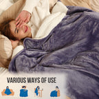 Coperta Elettrica Riscaldata Plaid con 5 Livelli di Riscaldamento e Spegnimento Automatico dopo 4 Ore, Plaid Riscaldato 50"x60" con Certificazione ETL e FCC per Casa e Ufficio, Lavabile in Lavatrice, Grigio Scuro