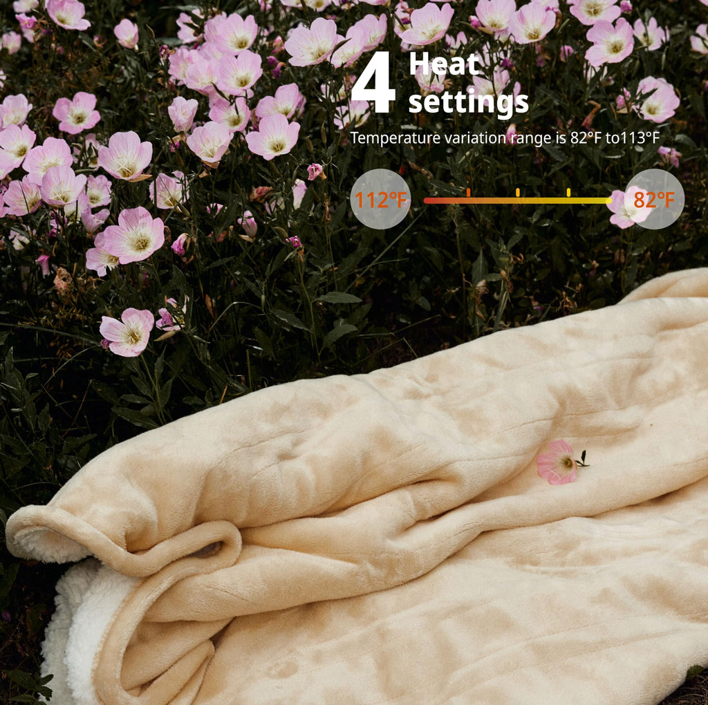 Opvarmet tæppe 50" x 60" - Opvarmet tæppe med 5 varmeniveauer og 3 timers automatisk slukning, maskinvaskbar, ETL &amp; FCC-certificering, overvarmebeskyttelse (Racoon) 