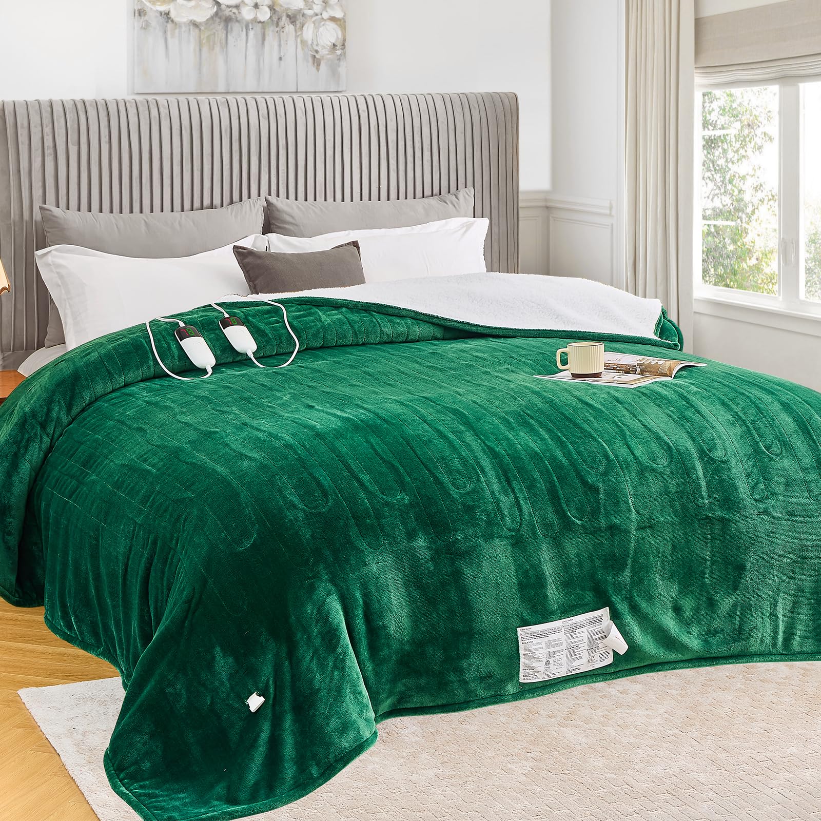 greenoak Heated Blanket Electric Throw 50"X60", Heating Blanket with 10 Heat Levels 1/2/4/6/8 Hours Auto-Off Overheat Protection, Flannel Sherpa Soft Warm Heater, ETL Certified Coral Pink