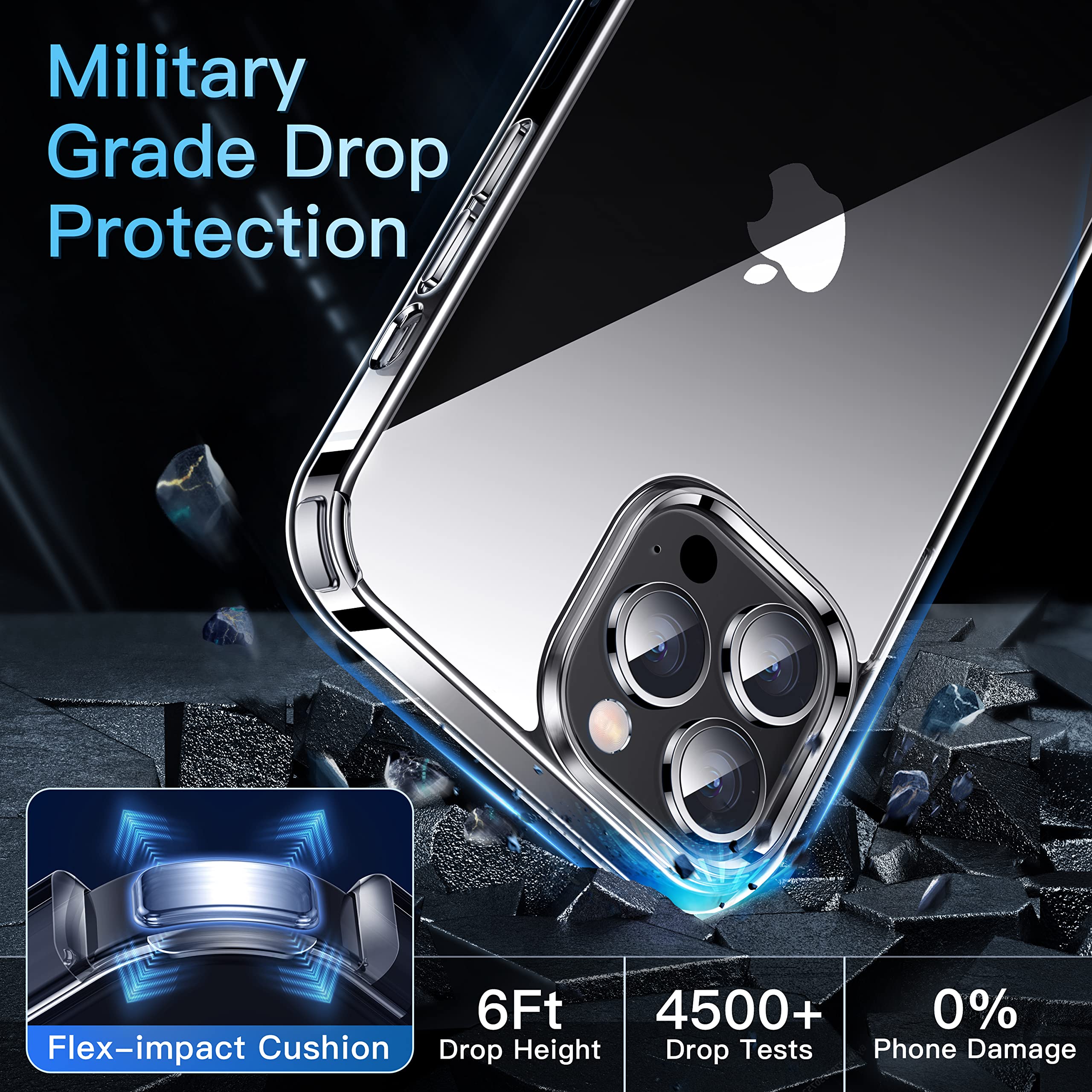 CASEKOO for iPhone 13 Pro Max Case Crystal Clear, [Not Yellowing] [Military-Drop Protection] Shockproof Protective for iPhone 13 ProMax Phone Case 6.7 inch 2021, Clear