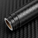 کاغذ دیواری حصیری بافت‌دار Livelynine مشکی قابل چسباندن و جدا کردن برای پوشش کابینت حمام و آشپزخانه، کاغذ تماس ضدآب مشکی برای کابینت‌ها 15.8x78.8 الگوی حصیری مات مدرن