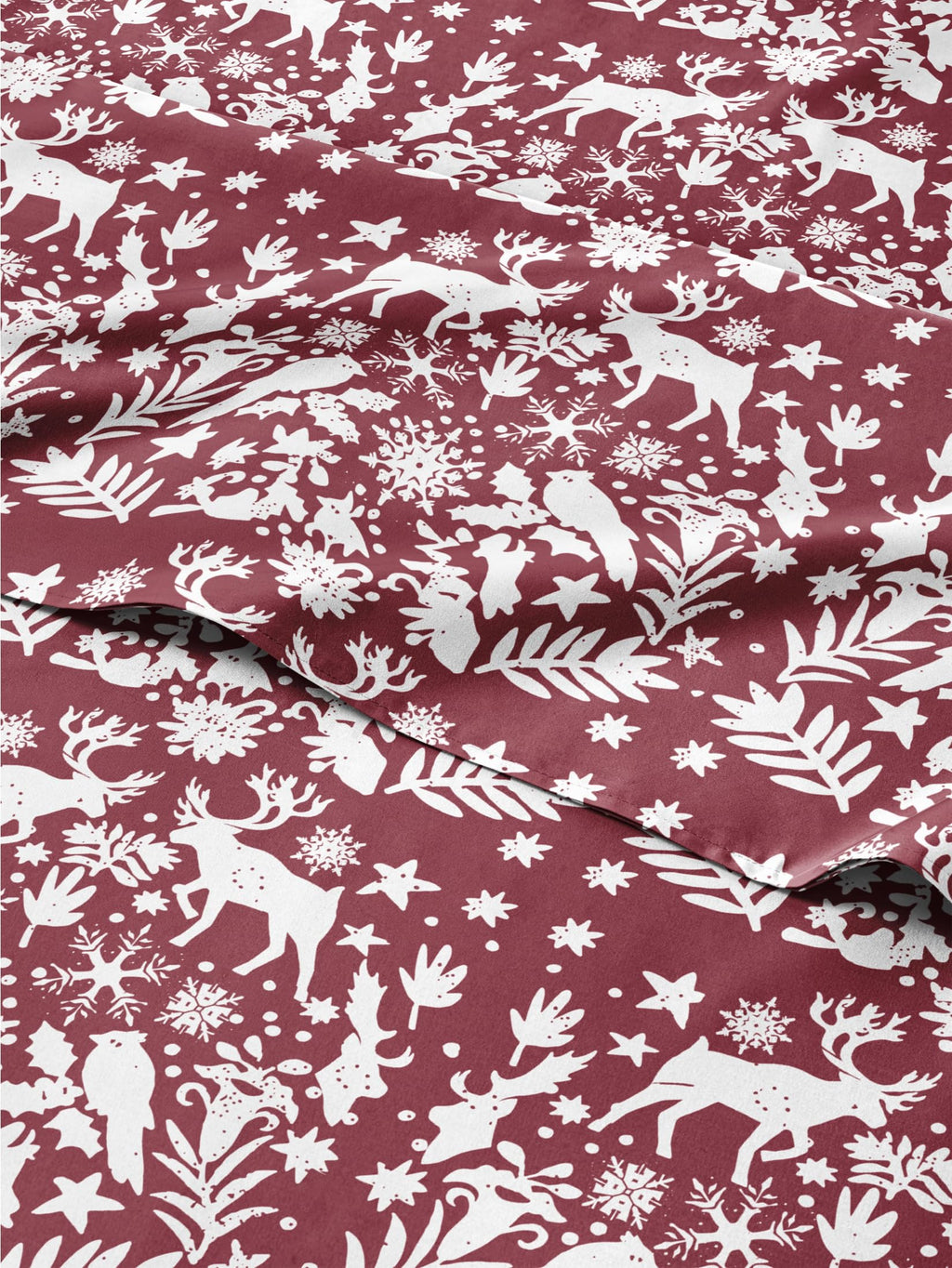 Komplet pościeli King Christmas Tree - Świąteczny wzór Xmas na lnie - Głębokie kieszenie - Dopasowany krój - 4 części - Bez zagnieceń - Wygodna i chłodząca świąteczna pościel zimowa - Łatwa w pielęgnacji - Przyjazna dzieciom