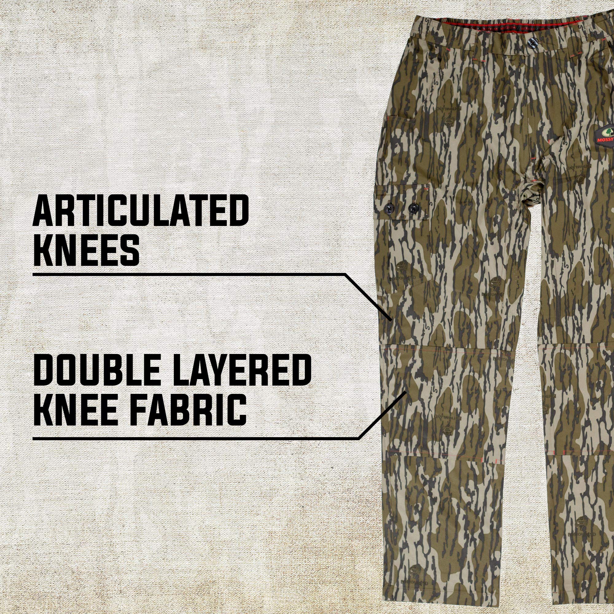 Mossy Oak Camo Lightweight Hunting Pants for Men Camouflage Clothing, Large, Bottomland