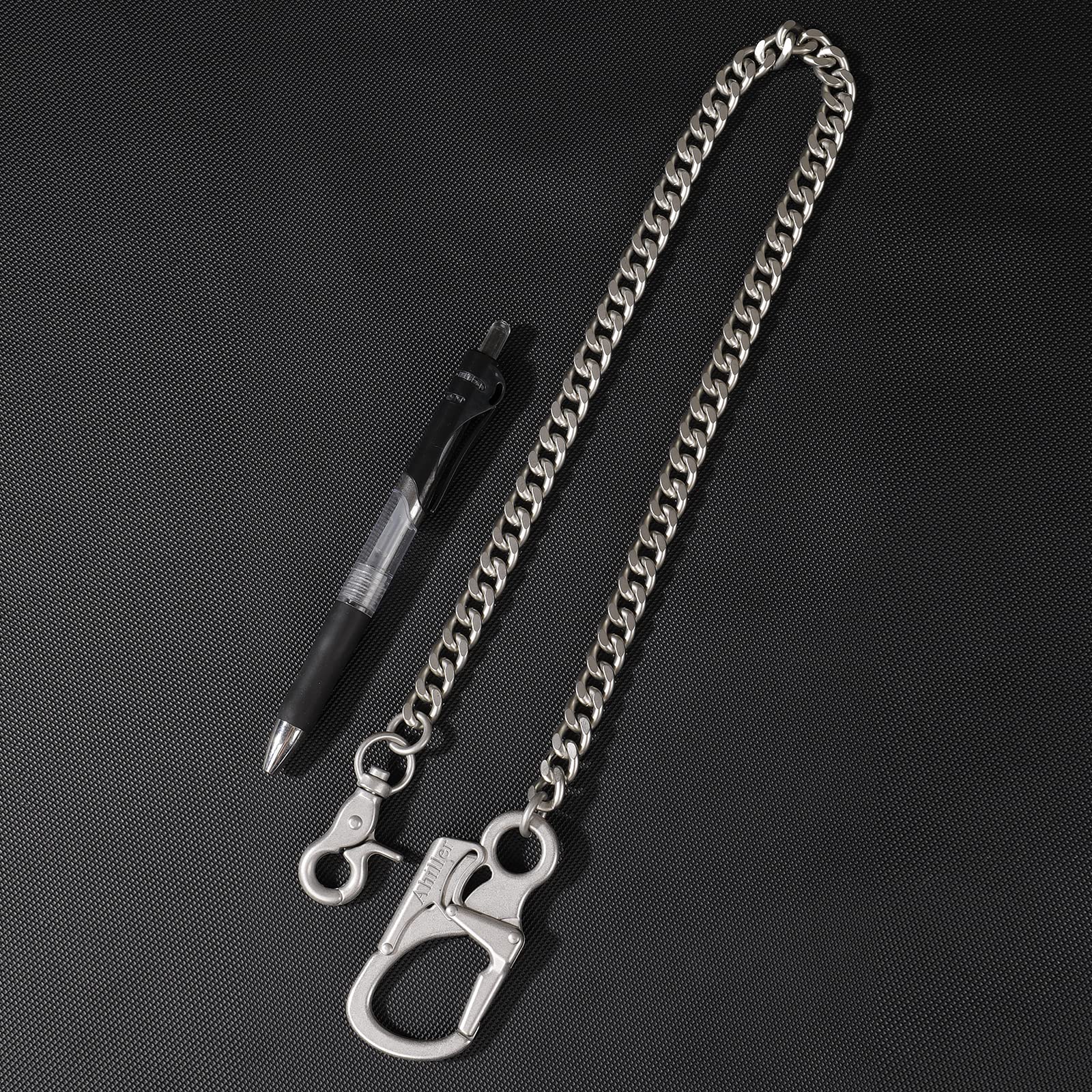 Ahiller Biker Wallet Chain, Heavy Duty Pocket Chain with Lockable Carabiner, Men Chains for Keys, Jeans, Pants, Purse and Handbag（QK-Silver-1PCS） - Grand Goldman