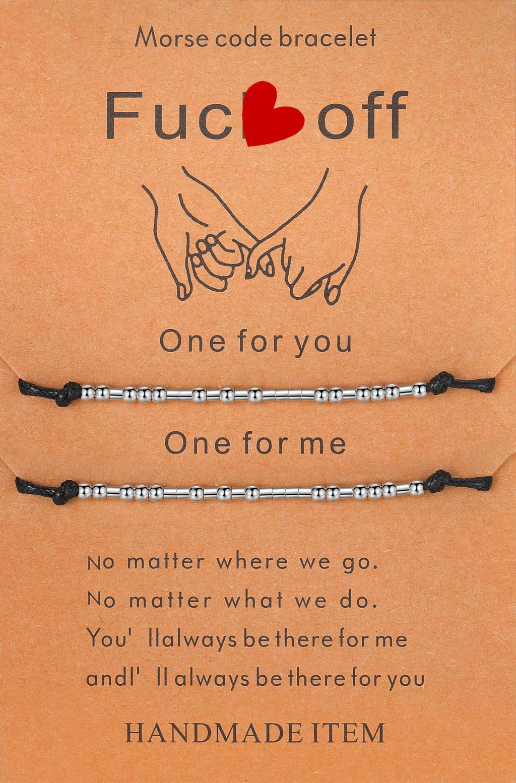 morniface Pinky Pomise Distance Matching Bracelets Fuck Off Morse Code Bracelets Dainty Jewelry Gifts for Women Men Best Friend