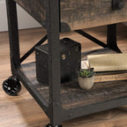 Sauder Steel River Side Table, L: 22.44" x W: 21.65" x H: 23.11", Carbon Oak Finish