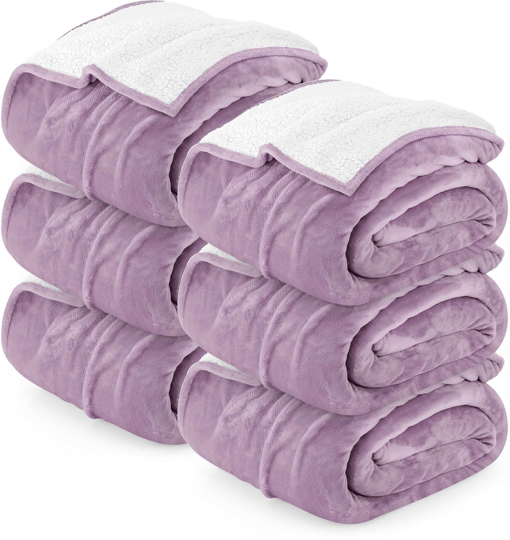 Utopia Bedding Sherpa Blanket Queen Size (Plum, 90x90 Inches) - Soft Lightweight Plush Fleece Reversible Blanket for Bed, Sofa, Couch, Camping and Travel