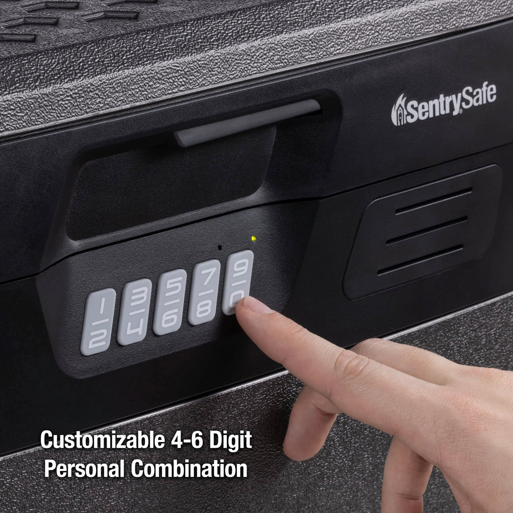 SentrySafe Kohlegrau wasserdichter und feuerfester Safe, Schließfach mit Tastatur für Dokumente und Hängemappen, Außenmaße: 14,1 x 16,6 x 13,8 Zoll, ‎FHW40300