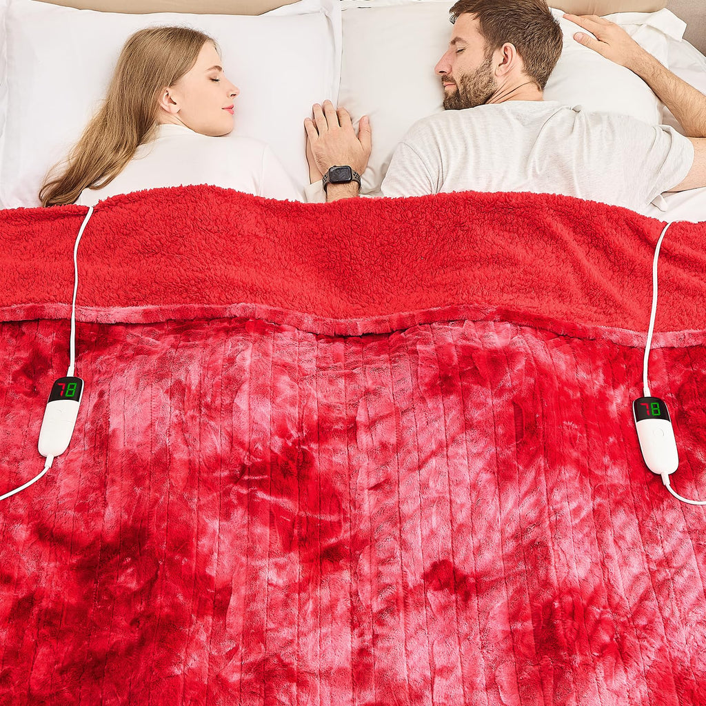 Manta Elétrica Aquecida OCTROT - Manta de Aquecimento em Sherpa de Lã para Sofá, Manta de Aquecimento de Pelo Sintético para Colo com Temporizador de 5 Posições e 10 Níveis de Aquecimento, Certificação ETL&FCC, para Adultos