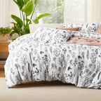Bedsure Duvet Cover Queen Size - Reversible Floral Duvet Cover Set with Zipper Closure, Green Bedding Set, 3 Pieces, 1 Duvet Cover 90"x90" with 8 Corner Ties and 2 Pillow Shams 20"x26" - Grand Goldman