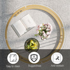 Garden 4 you Nesting Coffee Table, 23.6" Round Coffee Table Set of 2, Glass Nesting Table with Metal Frame, Ceter Tables for Living Room Bedroom Balcony, Gold