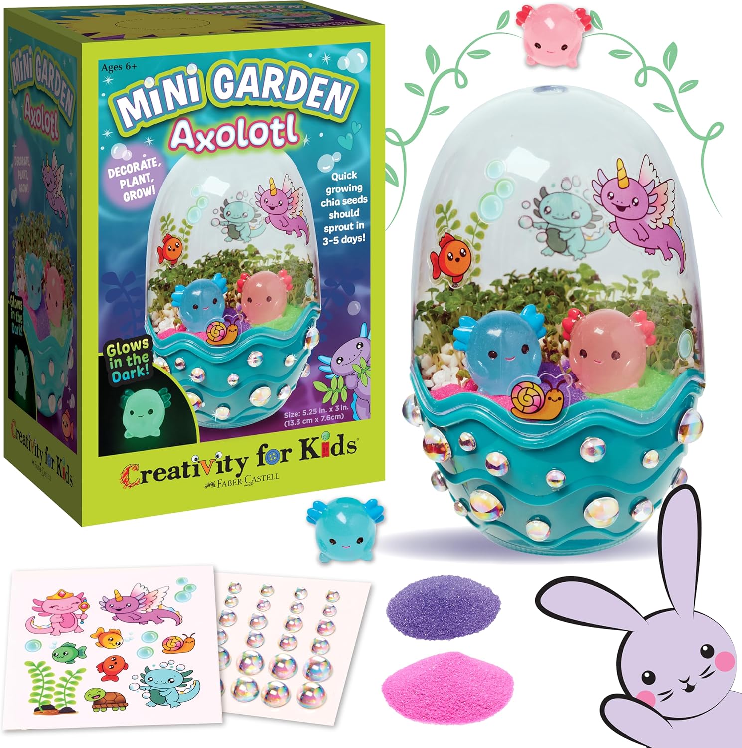 Creativity for Kids Mini Garden: Axolotl Terrarium - STEM Science Kit for Kids, Axolotl Arts and Crafts, Gifts Easter Basket Stuffers and DIY Girls Toys (Age 6+)