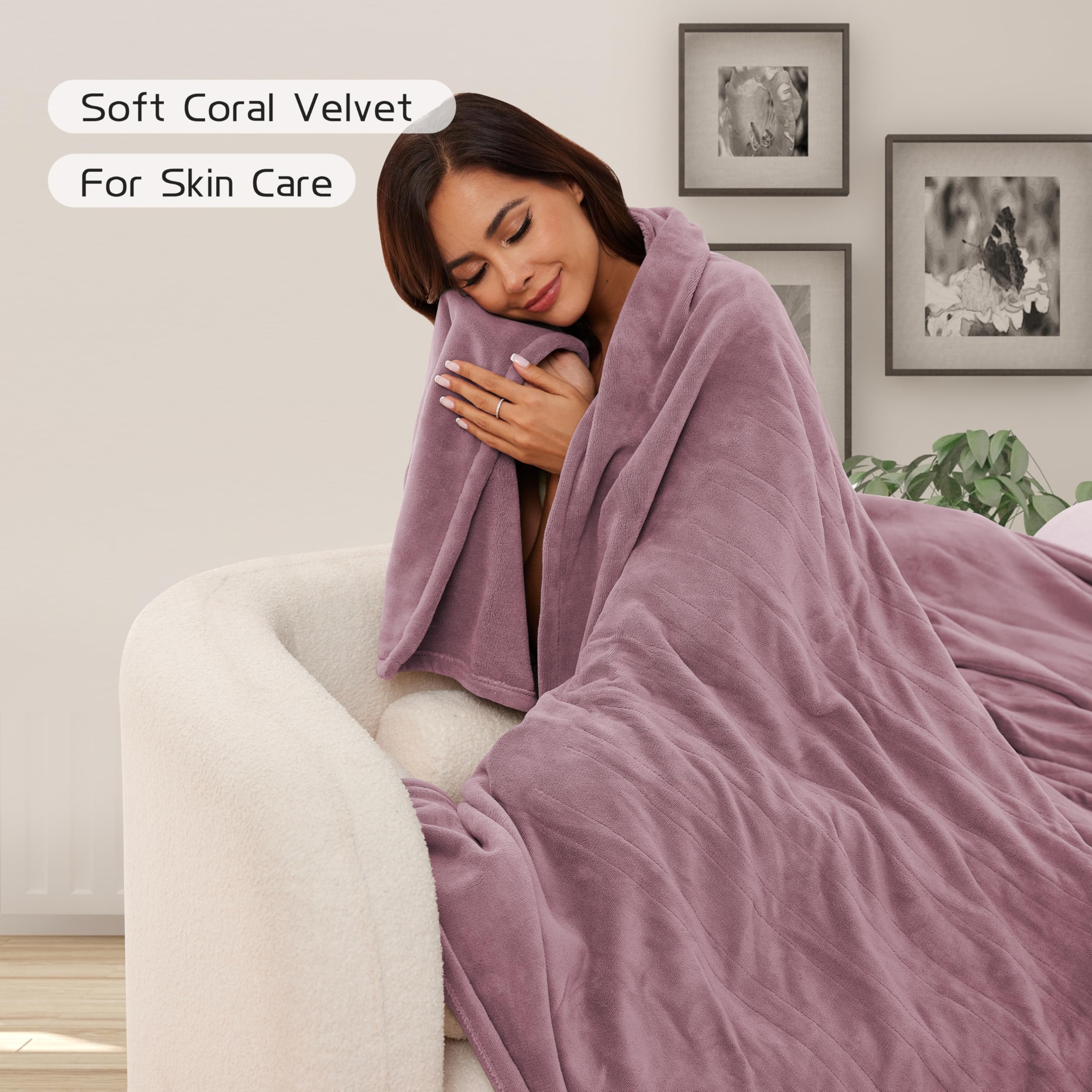 Coperta Elettrica Riscaldata 72"x84" Taglia Completa, Morbido Pile di Corallo con 4 Livelli di Riscaldamento e Spegnimento Automatico dopo 10 Ore, Lavabile in Lavatrice, Tessuto Morbido e Accogliente per la Casa, Grigio Scuro