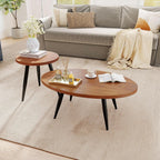 Coffee Table Set of 2, Accent Nesting Side Table, Sofa End Table for Farmhouse and Living Room (Brown)