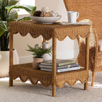 bali & pari Oteria Scalloped Natural Rattan Side Table, Light Honey