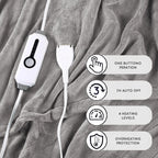 Couverture chauffante électrique DUODUO 72"x84" en polaire corail chaude avec 4 réglages de chaleur et arrêt automatique de 10 heures Protection contre la surchauffe - Gris 