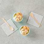 Restaurantware Coppetta 3-Unzen-Dessertbecher, 50 Einweg-Eisbecher - Deckel separat erhältlich, stabile, türkisfarbene Papier-FroYo-Schalen, gestreift, für heiße und kalte Speisen, perfekt für Gelato