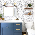 Orainege Gray Floral Wallpaper Peel and Stick Wallpaper Self Adhesive Floral Contact Paper Waterproof 17.7 in ×118.1 in Removable Wallpaper for Bedroom Bathroom Cabinets Decor - Grand Goldman