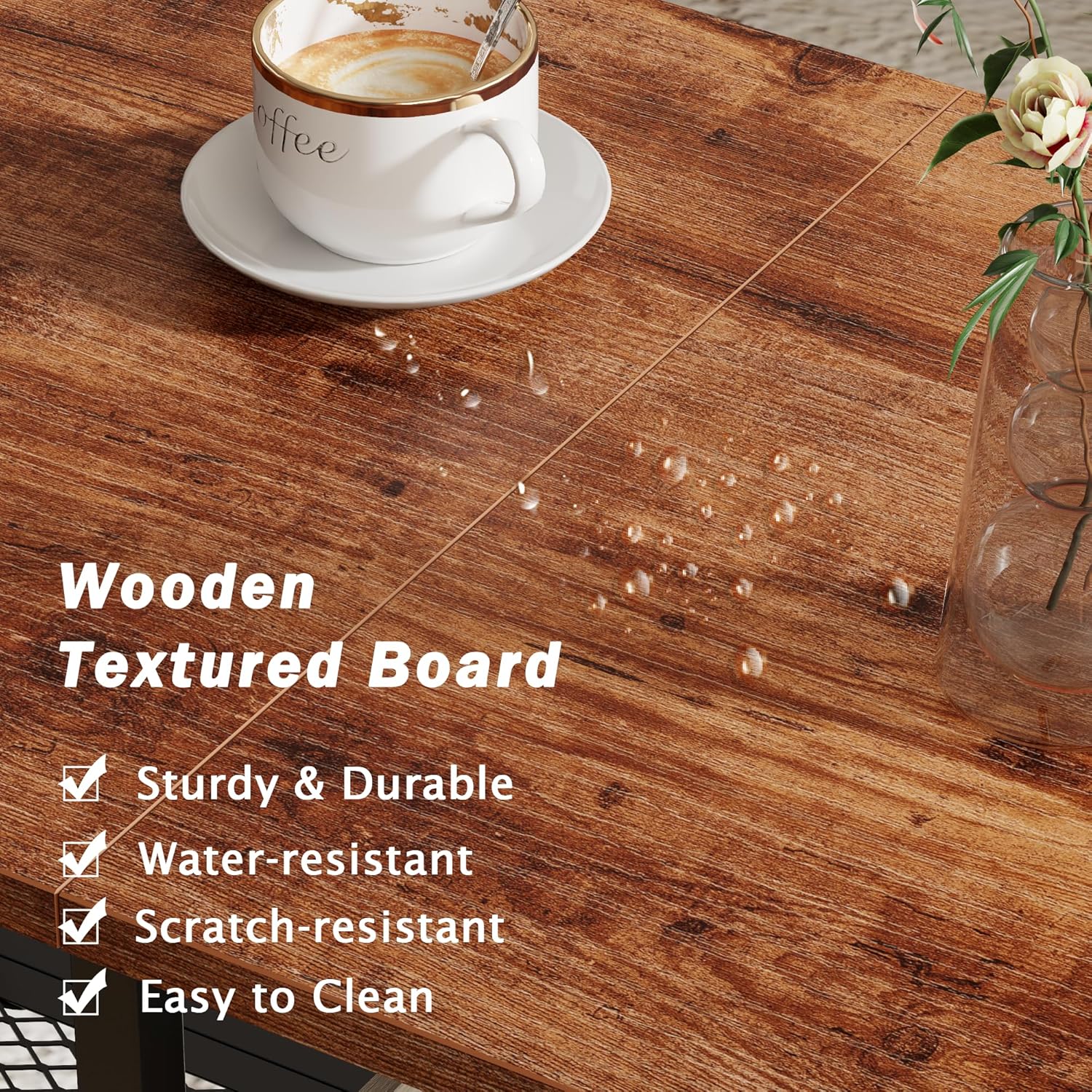 Furologee 35" Coffee Table with 2 Storage Drawers, Small Coffee Tables for Living Room, Industrial Center Table with 2 Tier Storage Shelf, Rustic Brown