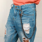 Ahiller Biker Wallet Chain, Heavy Duty Pocket Chain with Lockable Carabiner, Men Chains for Keys, Jeans, Pants, Purse and Handbag (P-Black-1PCS)