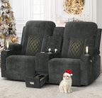YONISEE Large Loveseat Recliner, Loveseat Recliner Sofa with Storage Console, Recliner Chair with USB Ports, 2 Cell Phone Holders, Cup Holder, Loveseat Couch for Living Room