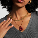 KissYan Bubble Letter Necklace, 14K Gold Plated Enamel Initial Pendant Box Chain Necklace Dainty Alphabet Jewelry for Women(Red M) - Grand Goldman