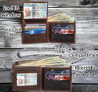 F&L CLASSIC RFID Blocking Mens bi-fold Style Cowhide Leather Steel Chain Wallet, brown vintage leather