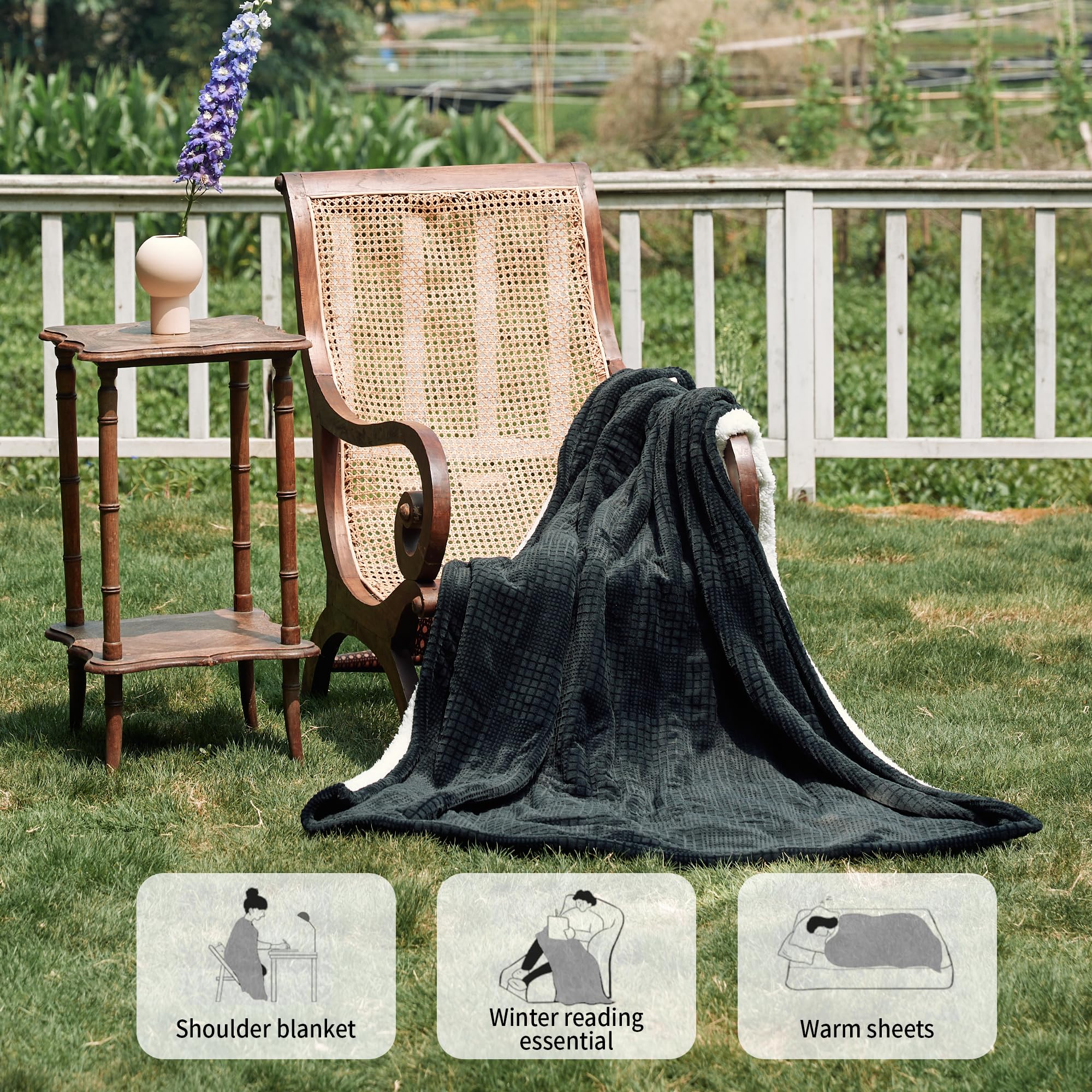 Verwarmd deken elektrisch deken plaid 50''X60'' - verwarmingsdeken met 6 warmtestanden - 2-10 uur automatische uitschakeling, ETL gecertificeerd, wasmachinebestendig (zwart)