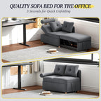 Sleeper Sofa Bed 4-in-1 Convertible Couch, Linen Fabric Love seat Couch with 2 Throw Pillow, Single Recliner for Small Space with 5 Adjustable Angles Backrest