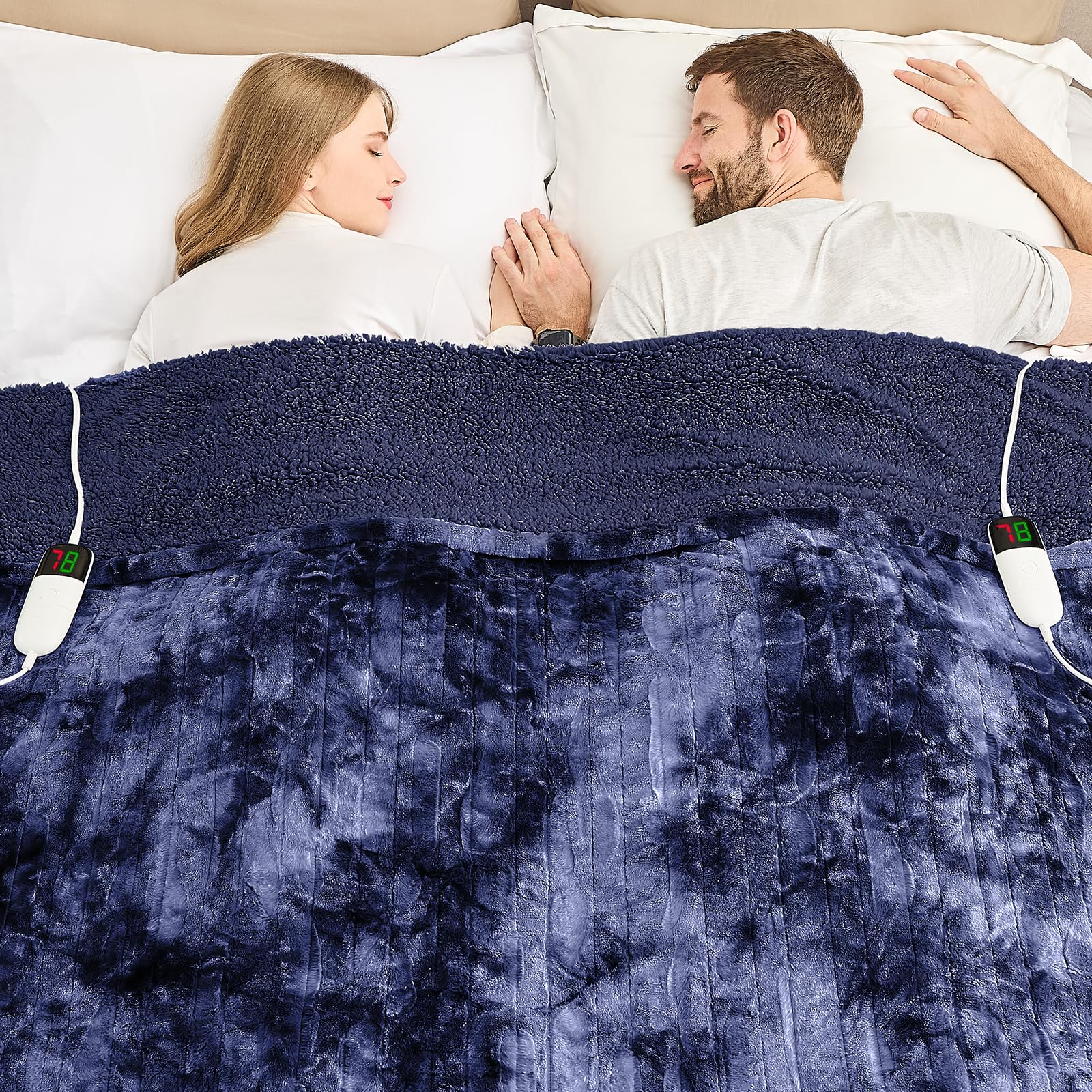 Manta Elétrica Aquecida OCTROT - Manta de Aquecimento em Sherpa de Lã para Sofá, Manta de Aquecimento de Pelo Sintético para Colo com Temporizador de 5 Posições e 10 Níveis de Aquecimento, Certificação ETL&FCC, para Adultos