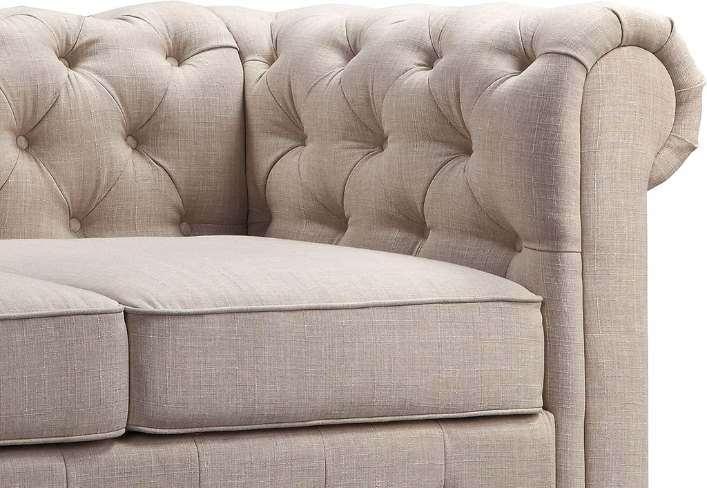 Rosevera Genevieve Upholstered Tufted Loveseat Couch,Chesterfield Sofa loveseat with Armrest Scroll Arm Sofa Couch, Sectional Sofa for Living Room Office