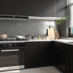 کاغذ دیواری حصیری بافت‌دار Livelynine مشکی قابل چسباندن و جدا کردن برای پوشش کابینت حمام و آشپزخانه، کاغذ تماس ضدآب مشکی برای کابینت‌ها 15.8x78.8 الگوی حصیری مات مدرن