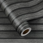 FunStick Black Slats Wood Wallpaper Peel and Stick Wood Contact Paper for Cabinets Peel & Stick Wood Slats Wallpaper for Wall Decor Waterproof Removable Wood Wallpaper for Bedroom Countertops 12"x200"