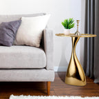 Round Metal Side Table, Coffee End Table for Small Spaces, Lightweight Accent Table for Living Room, Bedroom, Balcony - Easy Assembly,18 Inches (Gold) - APLHA Living Home