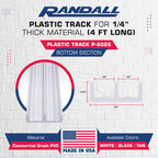 Randall Manufacturing 1/4" Plastic Sliding Door Track (White, 4 FT Long)