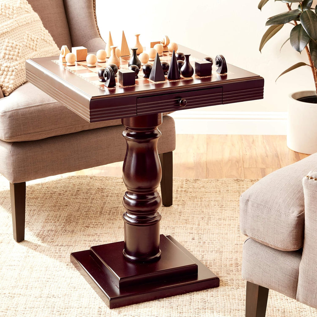 Frenchi Furniture Table, 22.58 x 22.06 x 22.06 in, Mahogany