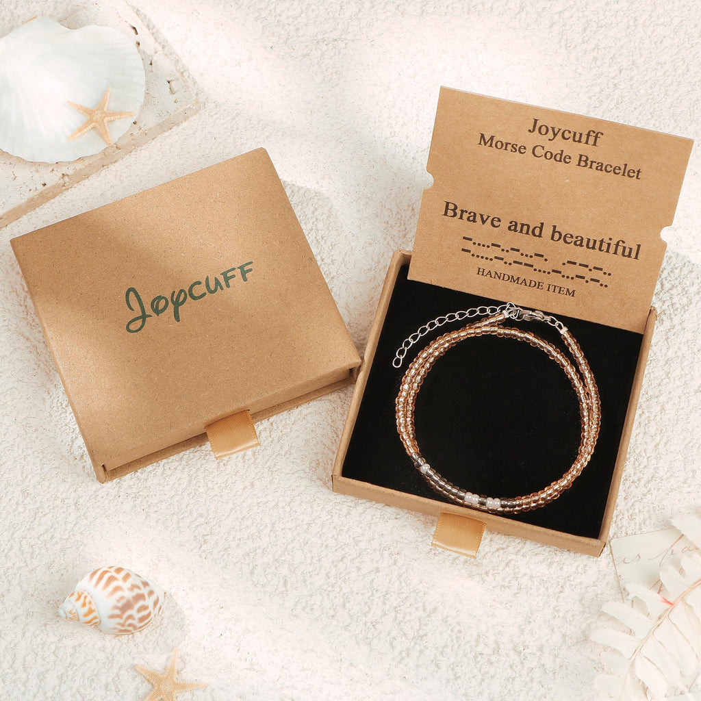 JoycuFF Cadeaux pour Femmes Maman Fille Sœur Amies Tante Infirmière Bracelets en Code Morse Inspirants pour Elle Bijoux d'Encouragement Inspirant et d'Autonomisation Tu Rends le Monde Meilleur